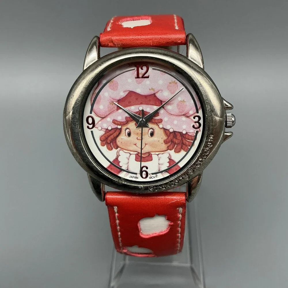 Accutime Strawberry Shortcake Girls Watch 38mm Pink Dial Leather New Battery
